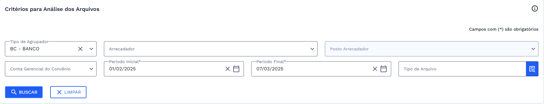 Figura 13: Seção - Critérios para Análise de Arquivos