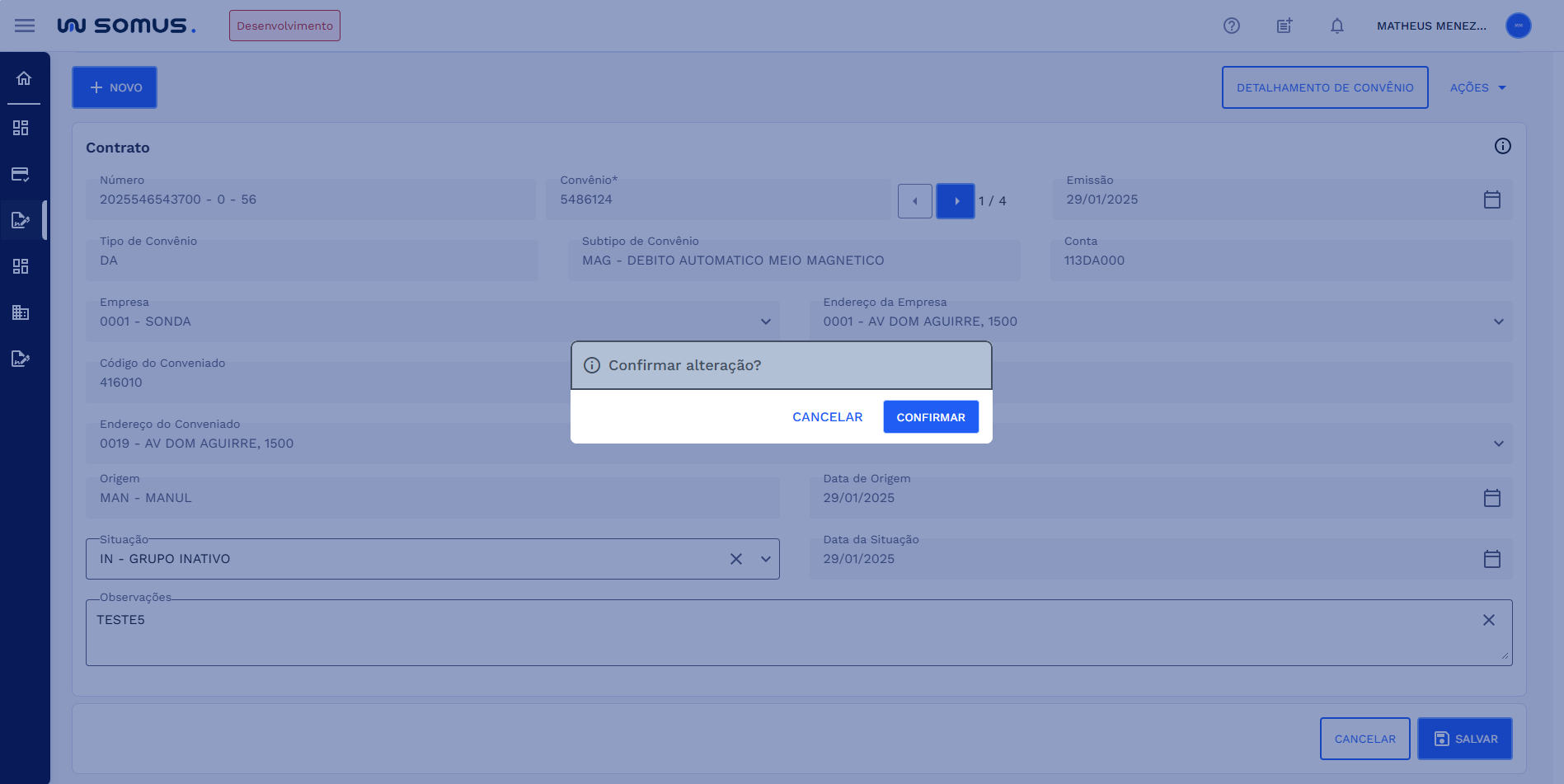 Figura 14: Caixa de diálogo - confirmação de edição