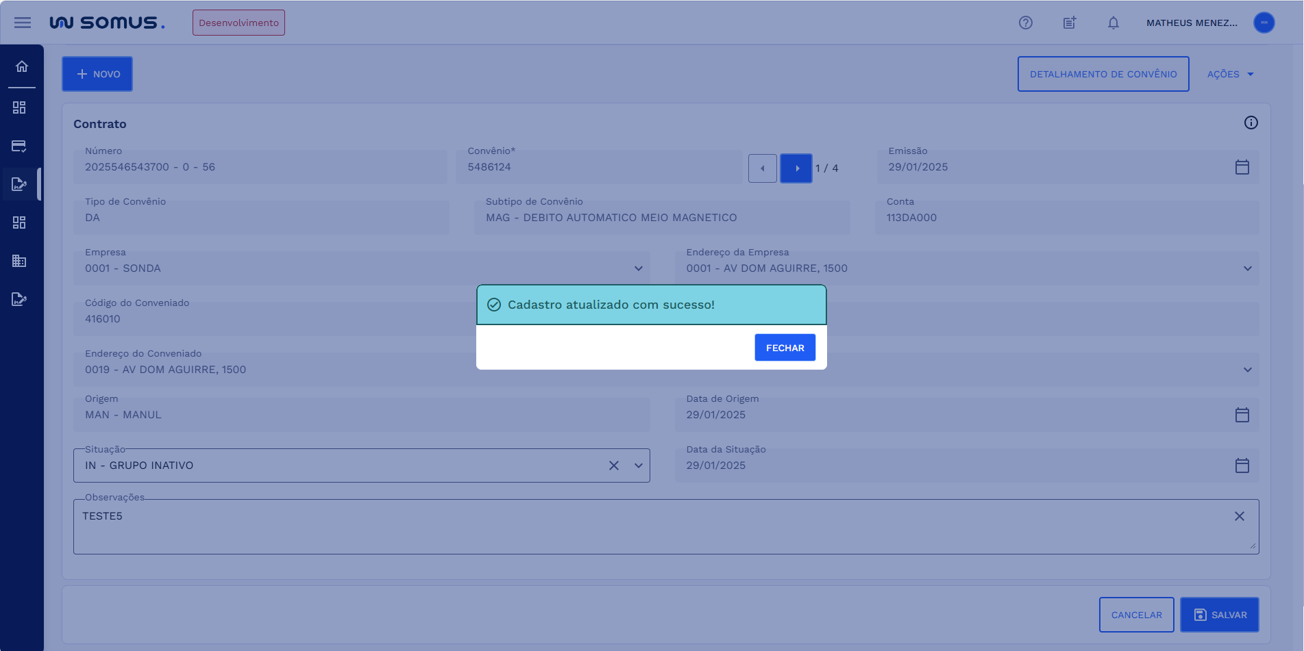 Figura 15: Caixa de diálogo - sucesso na edição