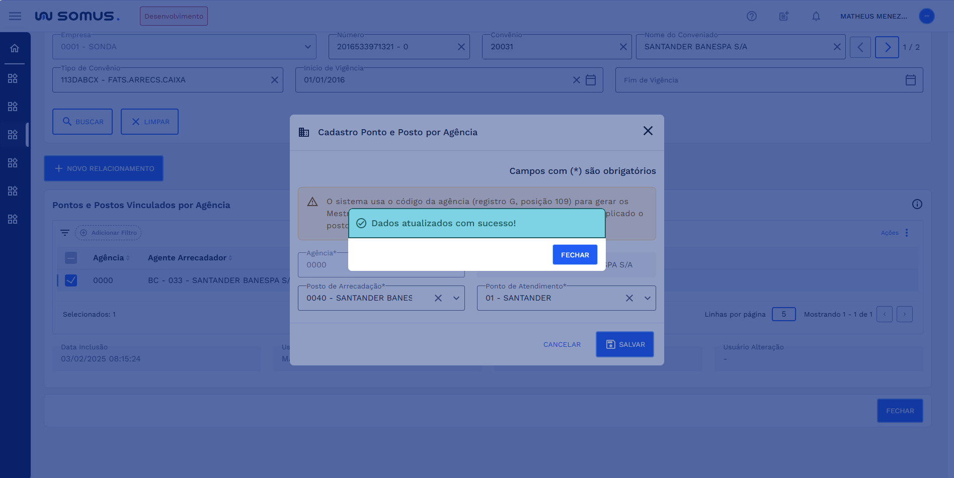 Figura 17: Caixa de diálogo - Sucesso na edição