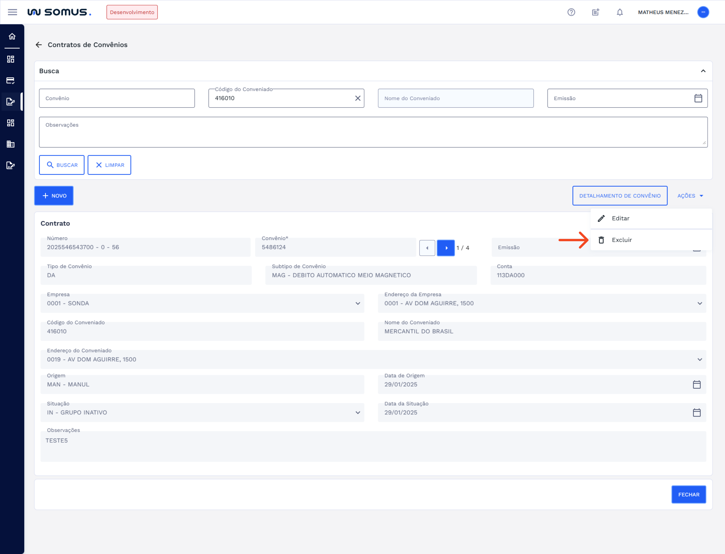 Figura 17: Item da Lista Excluir Mensagem