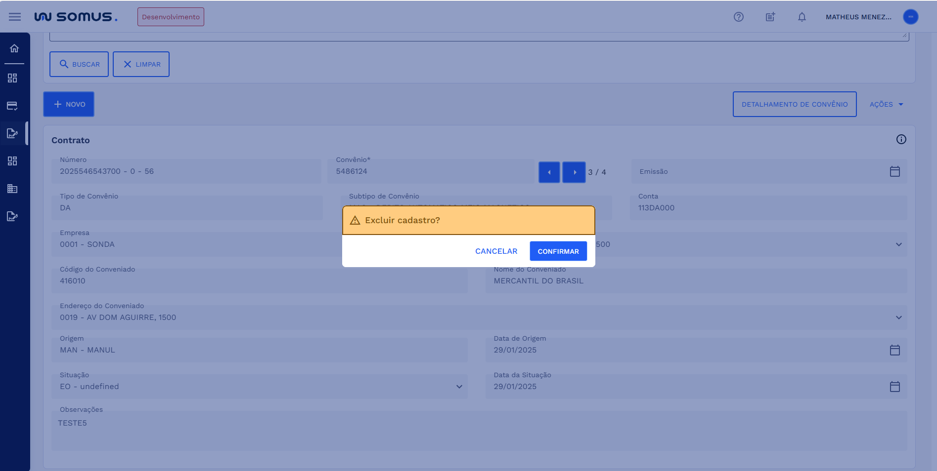 Figura 18: Caixa de diálogo - confirmação de exclusão