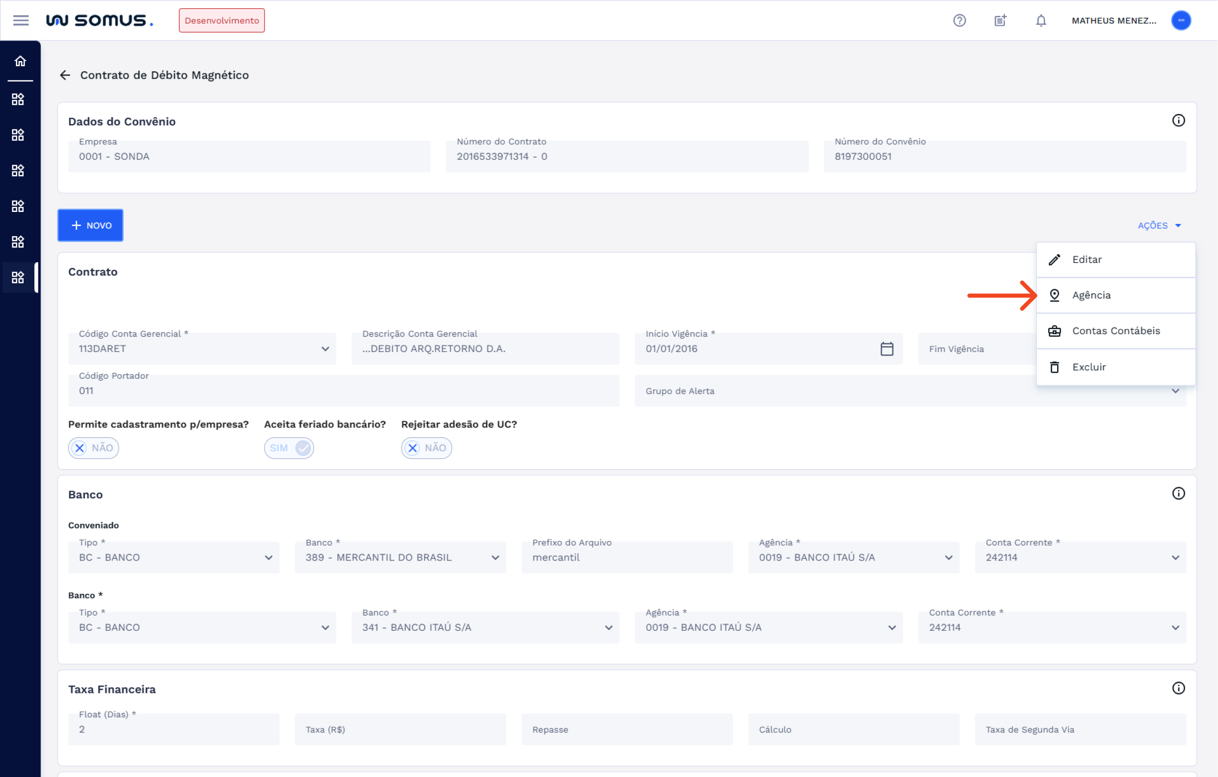 Figura 2: Acesso pela aplicação Contrato de Débito Magnético
