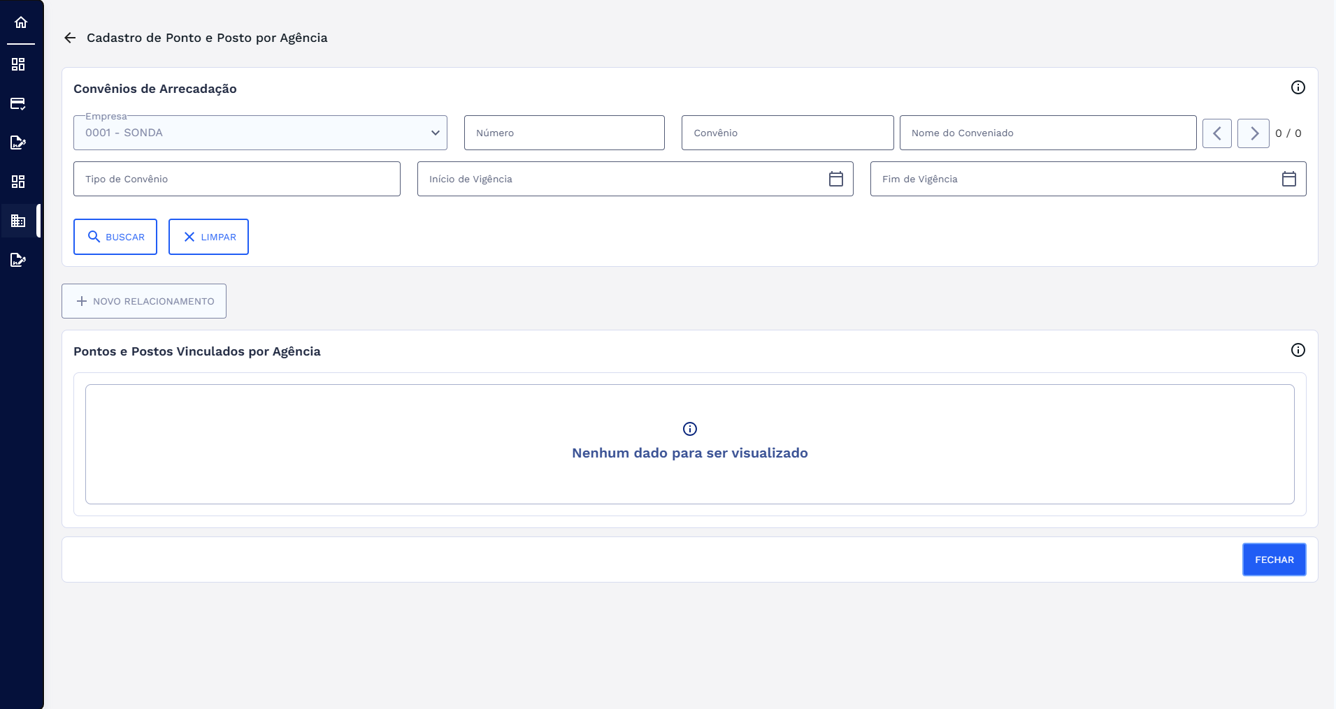 Figura 3: Tela inicial Cadastro de Ponto e Posto por Agência