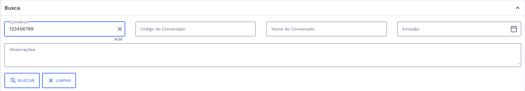 Figura 3: Seção de Busca – Campo preenchido