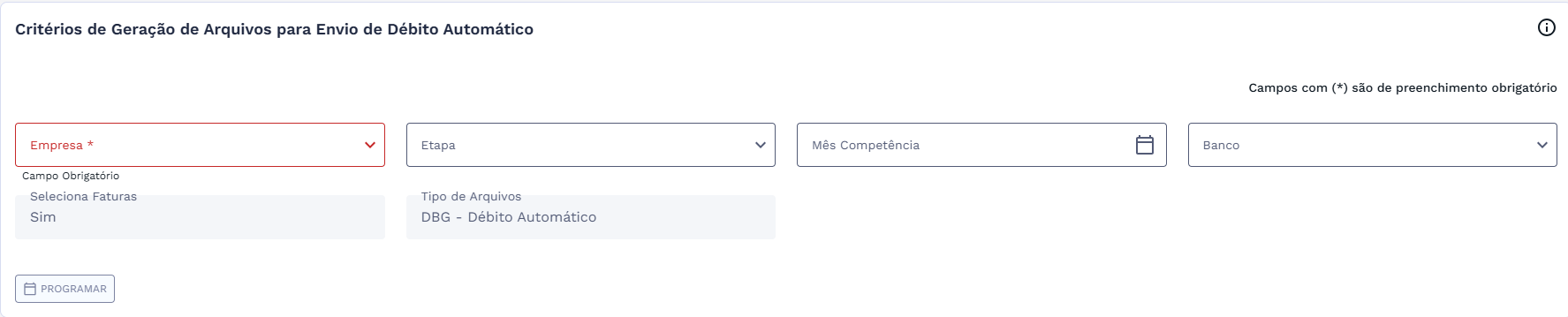 Campo obrigatório em estado de erro