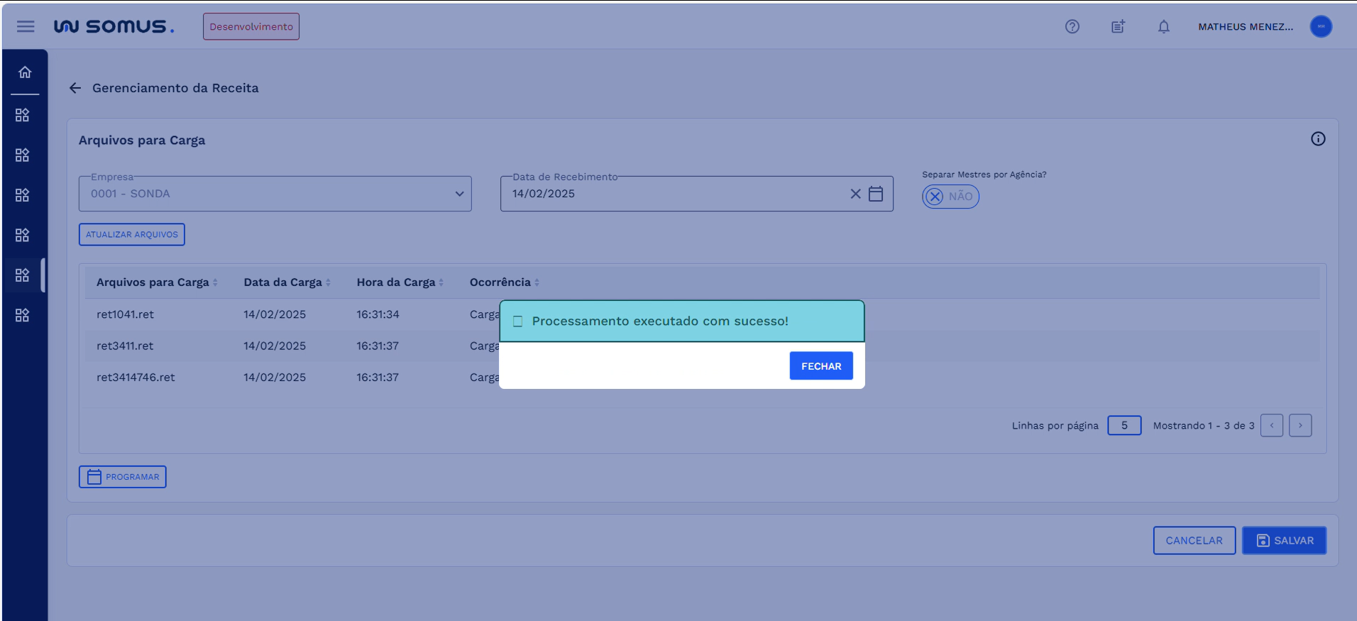 Figura 5: Caixa de diálogo de sucesso
