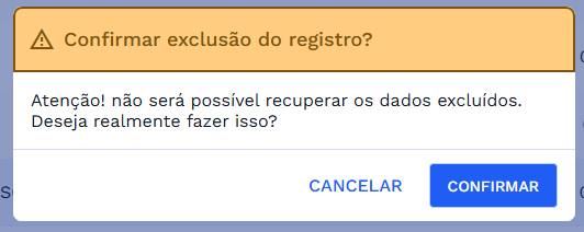 Figura 9: Caixa de diálogo de exclusão